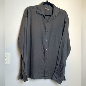 Island Importer Linen Button Up Shirt Long‎ Sleeve Casual Mens Size XL